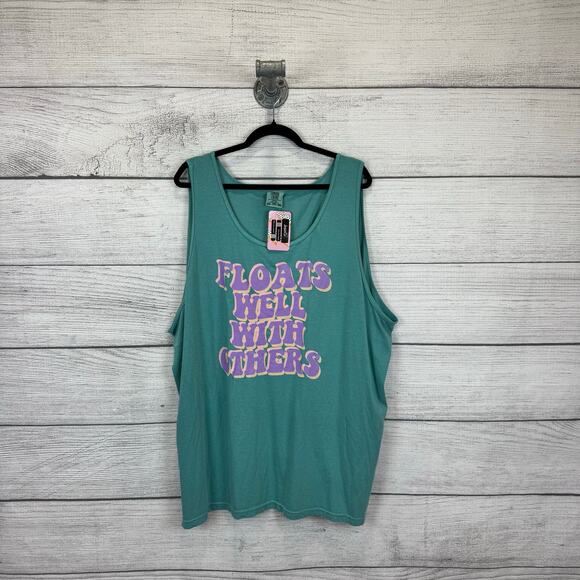 Comfort Colors Plus Size Teal Floats Well With Others Summer Graphic Top Size 3X - Picture 1 of 5